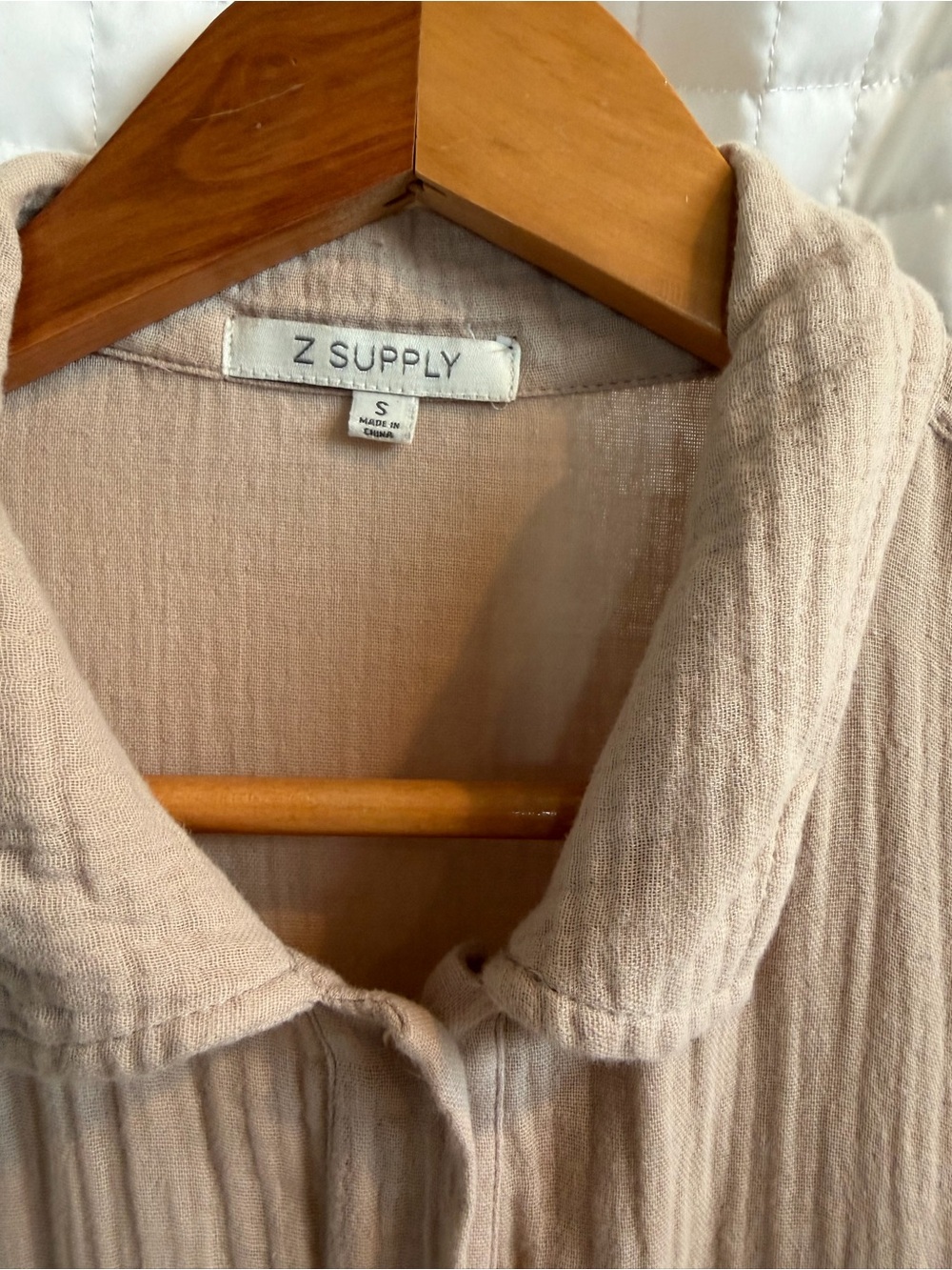 Z Supply Tie-Waist Short Sleeve Gauze Romper in Beige - Picture 3 of 4